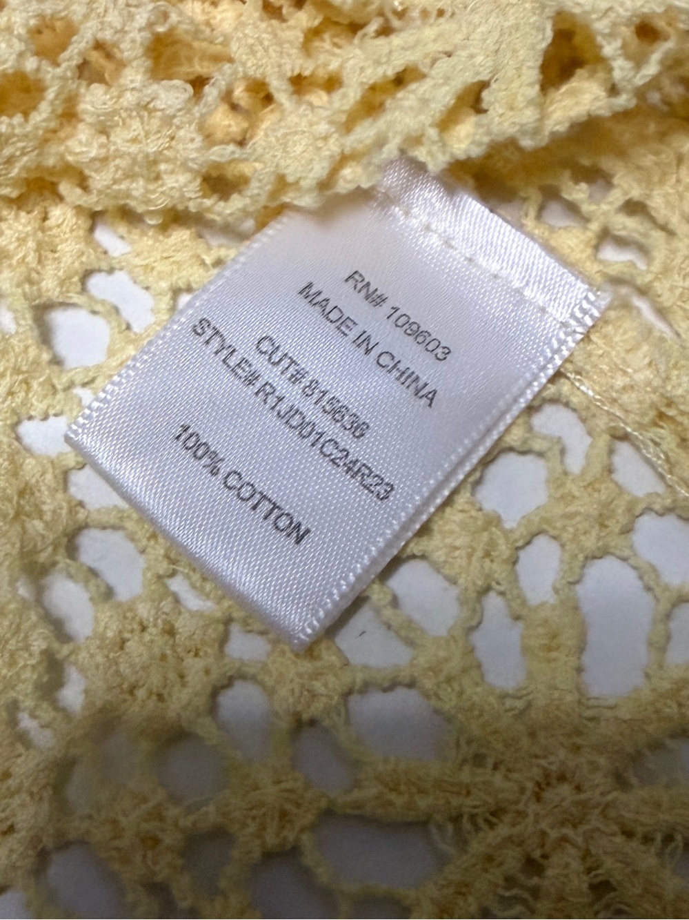 Rabbit Rabbit Rabbit Designs Yellow Floral Lace Single Button Crocheted Cardigan - Picture 15 of 16
